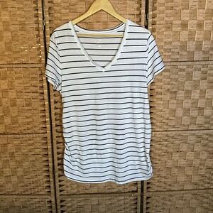 Isabel Maternity Striped V Neck Ruched Side Tee Shirt‎ XXL